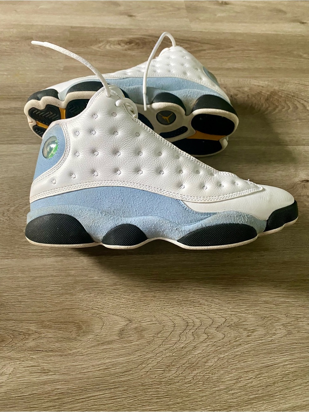Jordan High-Top Sneakers in White and Light Blue Retro 13s